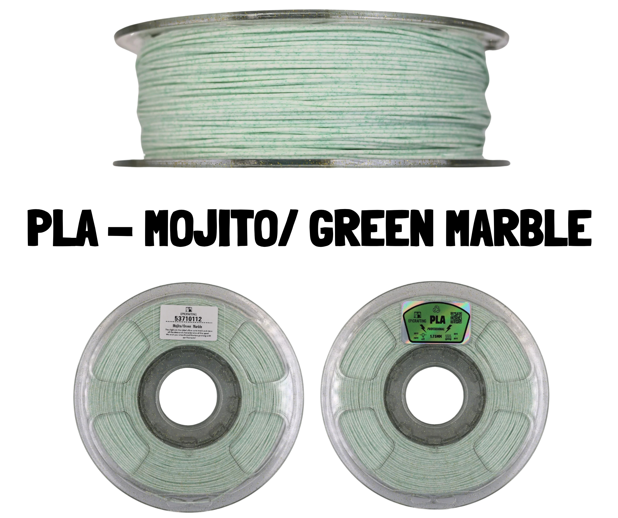 Filament 3D - PLA GREEN MARBLE / MARMURA VERDE / MOJITO