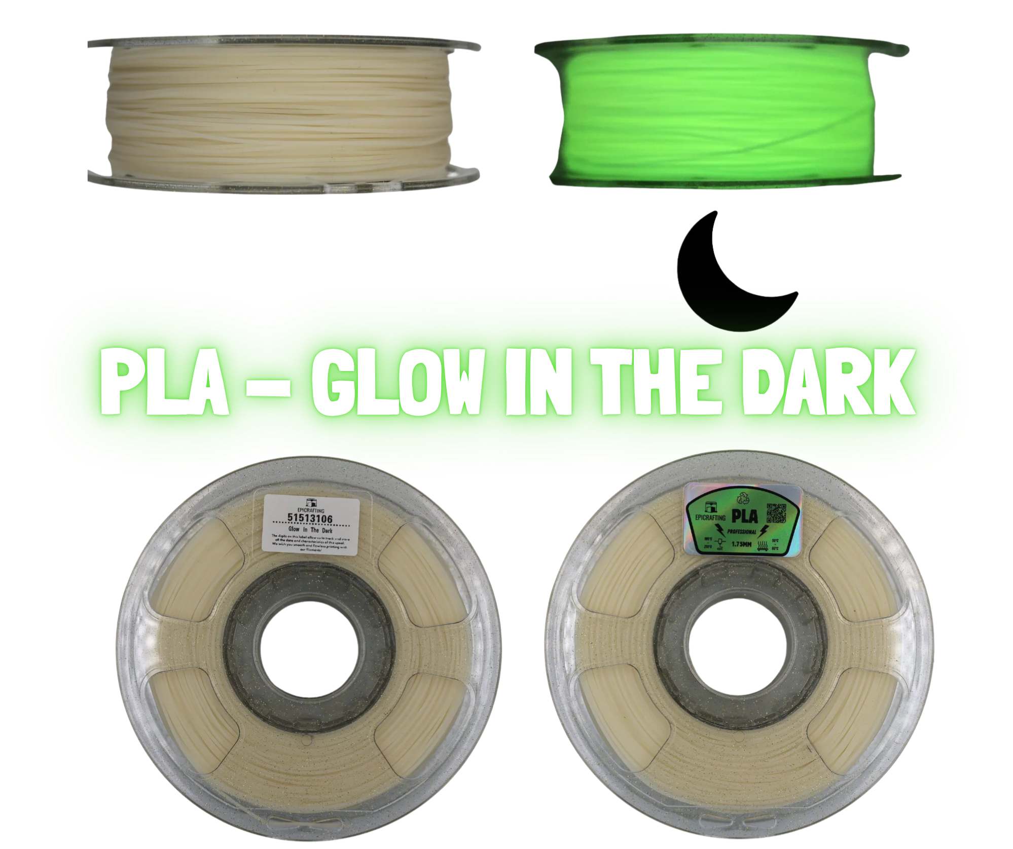 Filament 3D - PLA GLOW IN DARK / LUMINEAZA IN INTUNERIC / FOSFOR